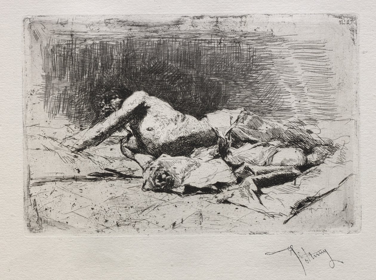 Mann rollt auf dem Boden von Mariano Fortuny y Marsal