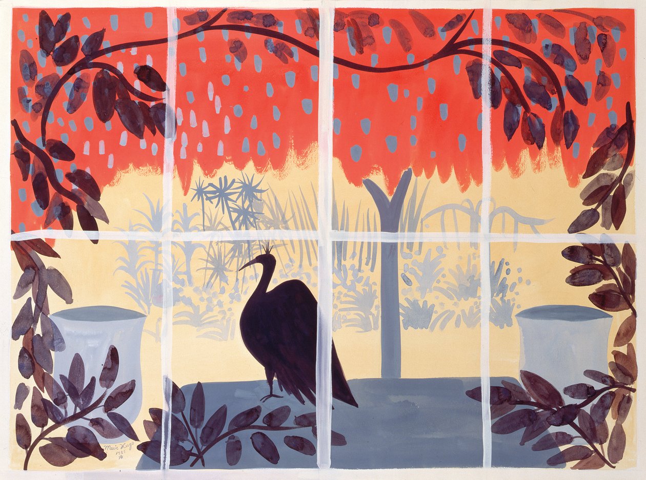 Pfau auf dem Tisch, 1985 von Marie Hugo