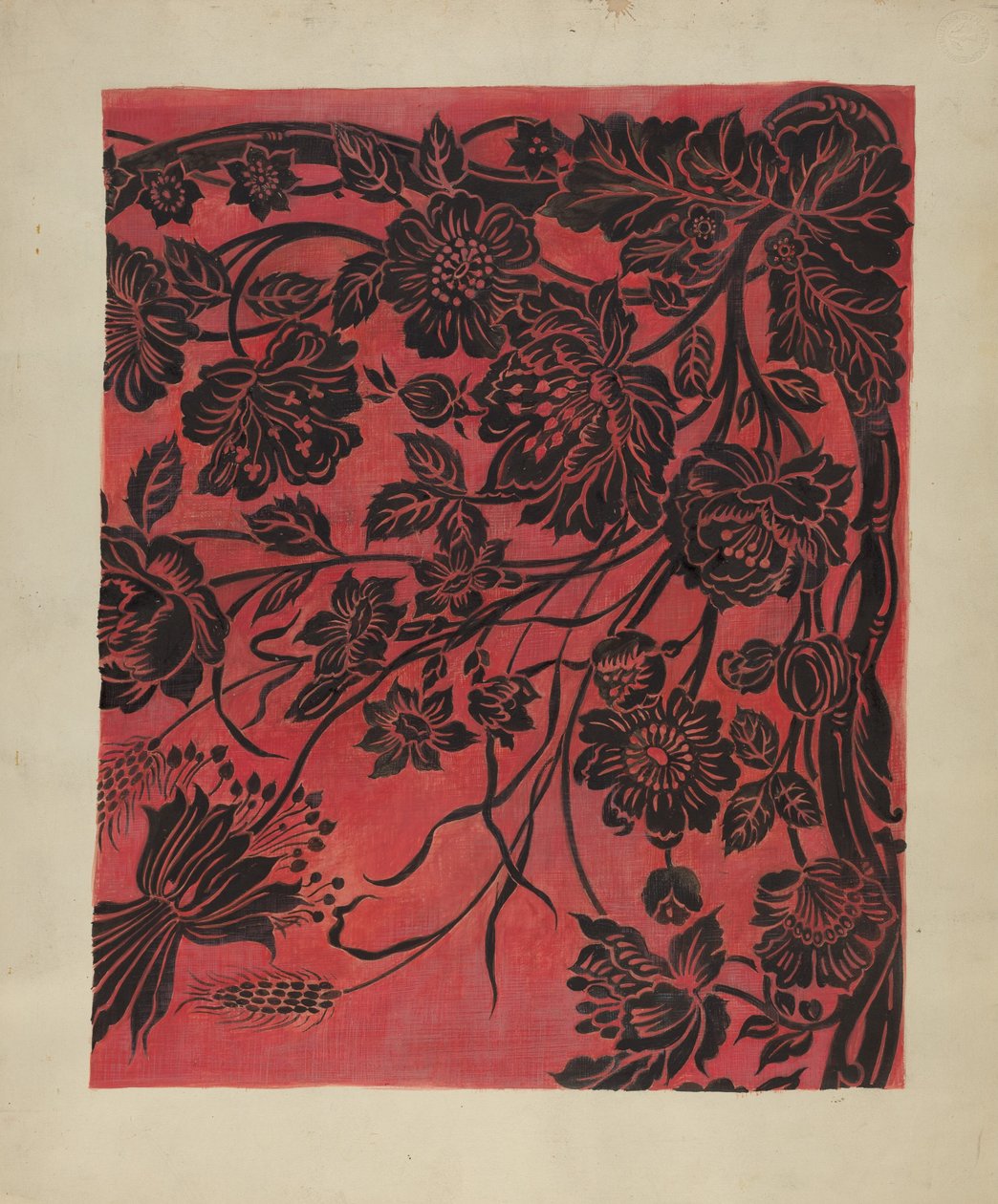 Schablonierter Tischbezug, ca. 1942 von Marie Alain