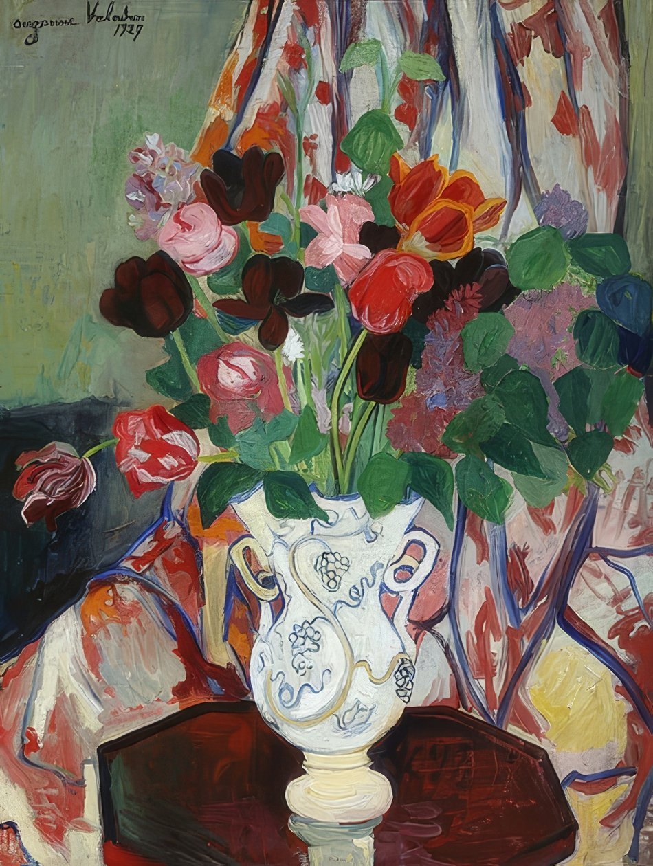 Vase mit Tulpen. 1927 von Marie Clementine (Suzanne) Valadon