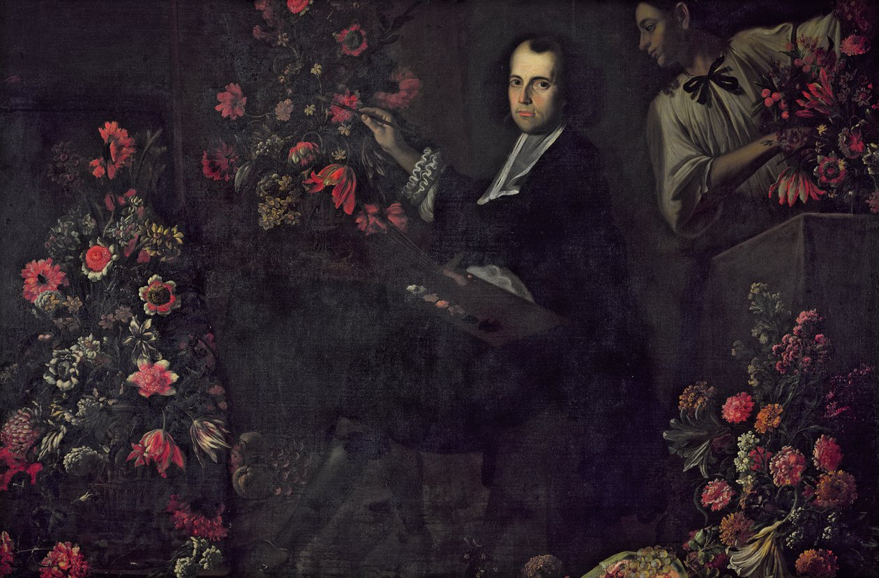 Selbstporträt mit einem Diener, ca. 1650 von Mario dei Fiori