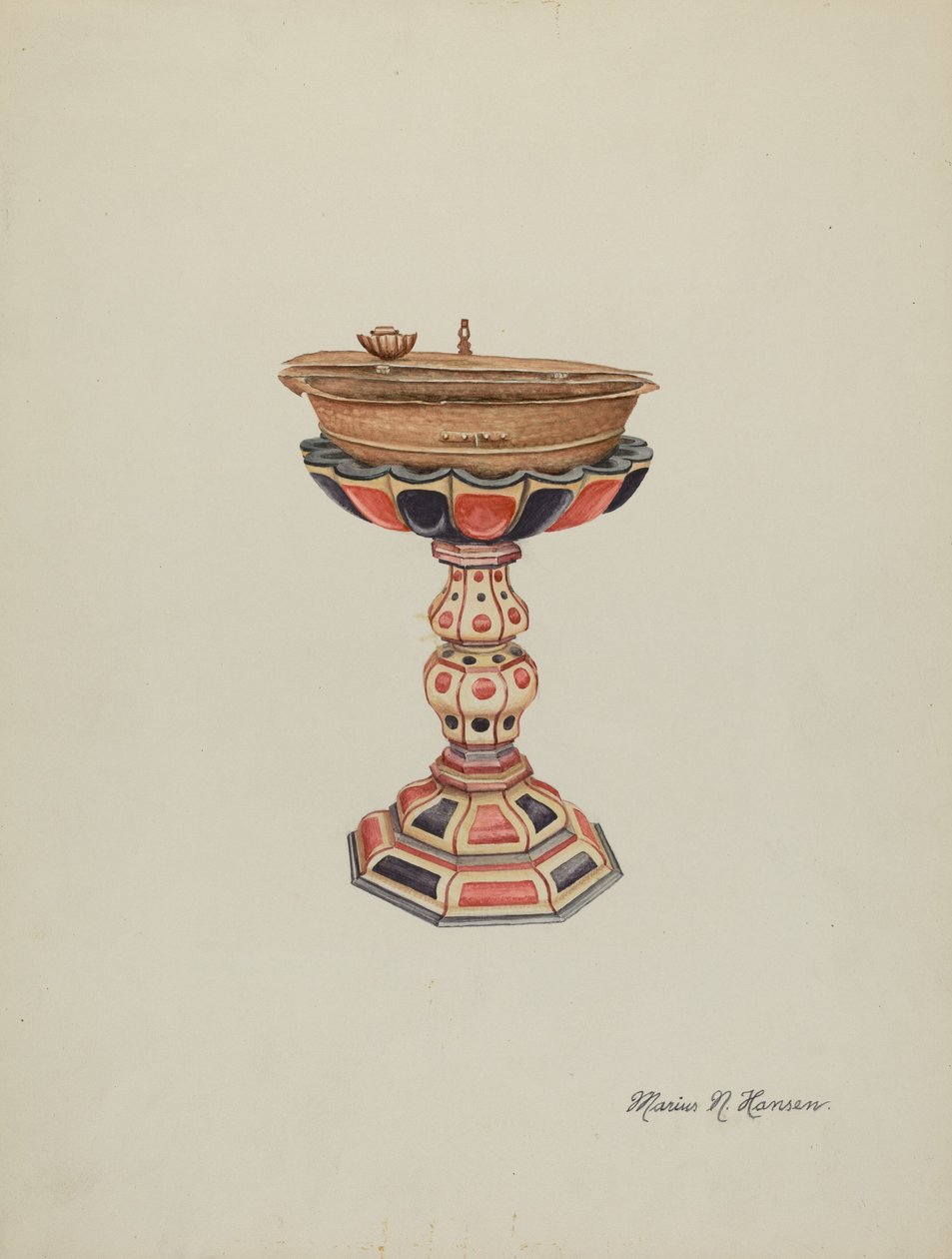 Taufbecken & Ständer, ca. 1939 von Marius Hansen