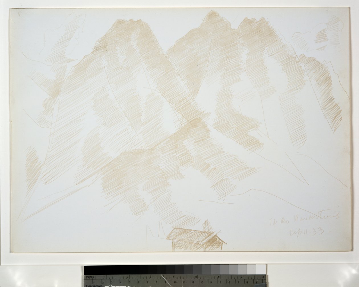 Berglandschaft mit Gebäuden im Vordergrund von Marsden Hartley