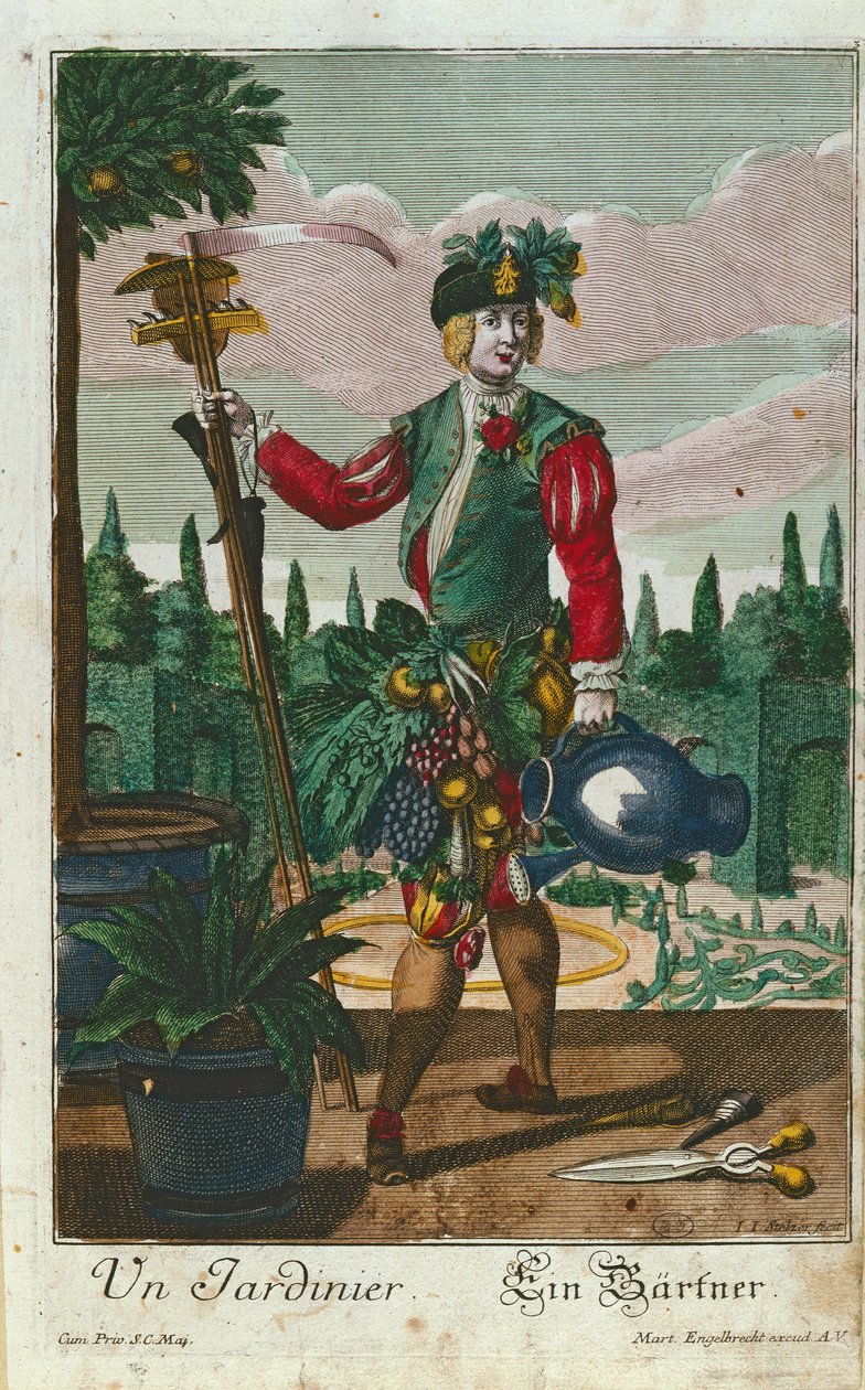 Ein Gärtner, allegorische Darstellung, ca. 1735 von Martin Engelbrecht