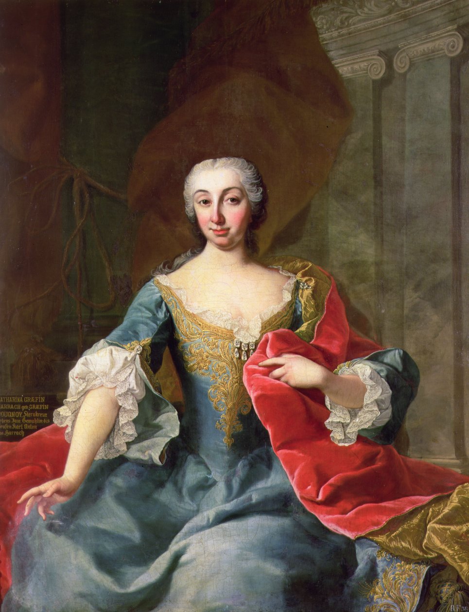 Katharina, Gräfin Harrach geb. Gräfin Bouqnoy, Ehefrau von Graf Karl Anton von Harrach, 18. Jahrhundert von Martin II Mytens or Meytens