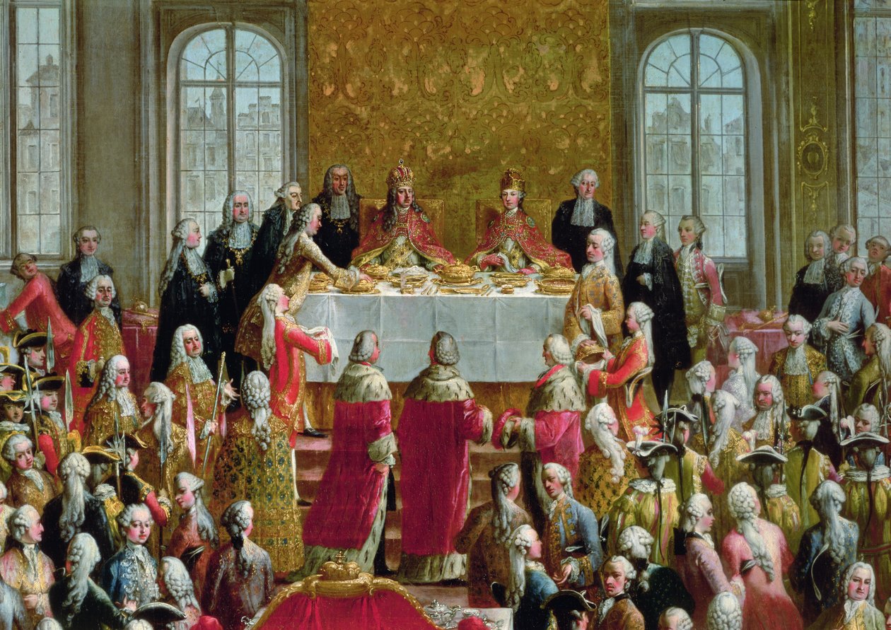 Das Krönungsbankett von Joseph II., Kaiser von Deutschland, 1764 (Detail) von Martin II Mytens or Meytens