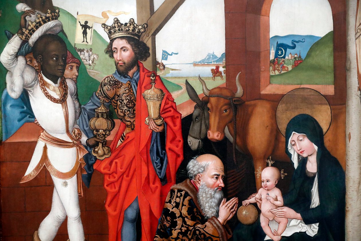 Geburt Christi, Anbetung des Jesuskindes durch die drei Weisen oder Magier von Martin Schongauer