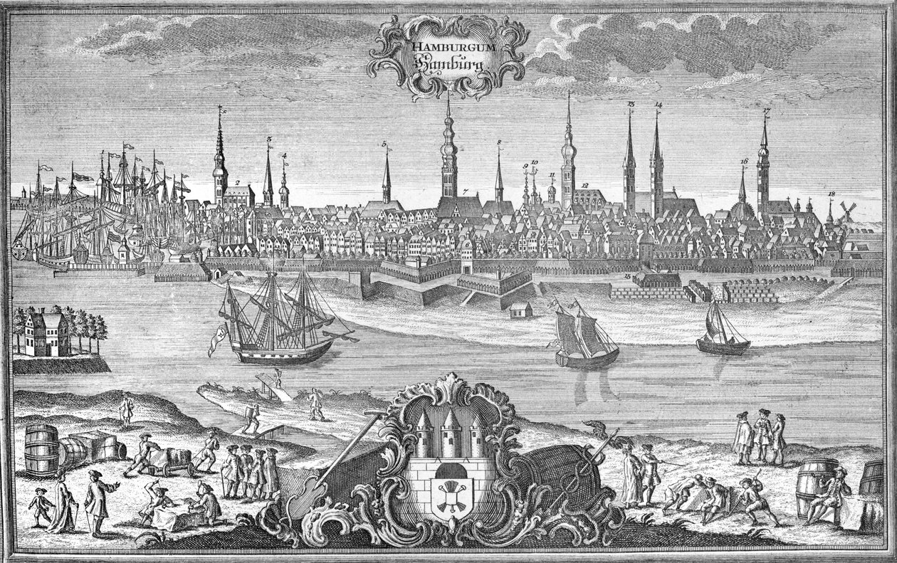 Ansicht von Hamburg, ca. 1710-50 von Martin Engelbrecht