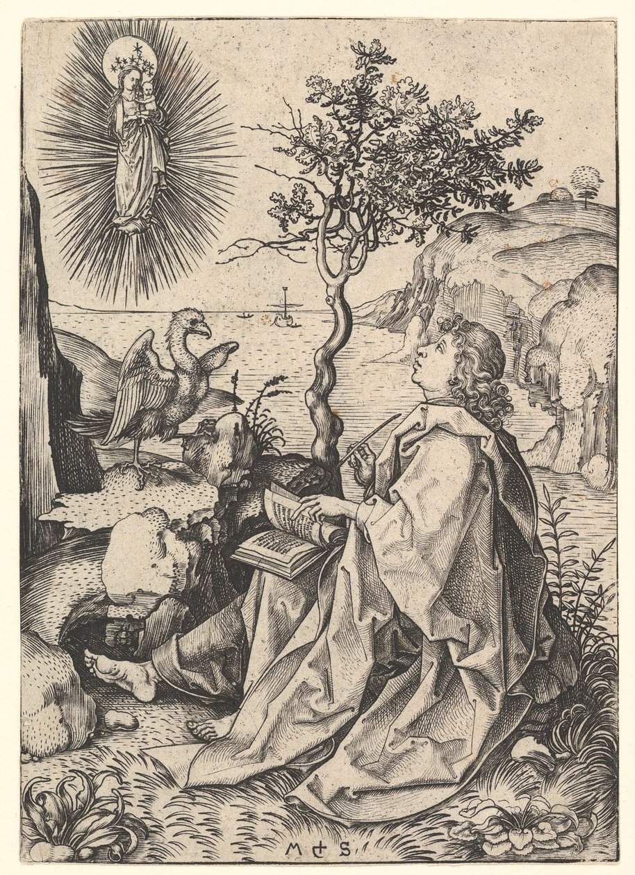 Heiliger Johannes auf Patmos, ca. 1435-1491 von Martin Schongauer