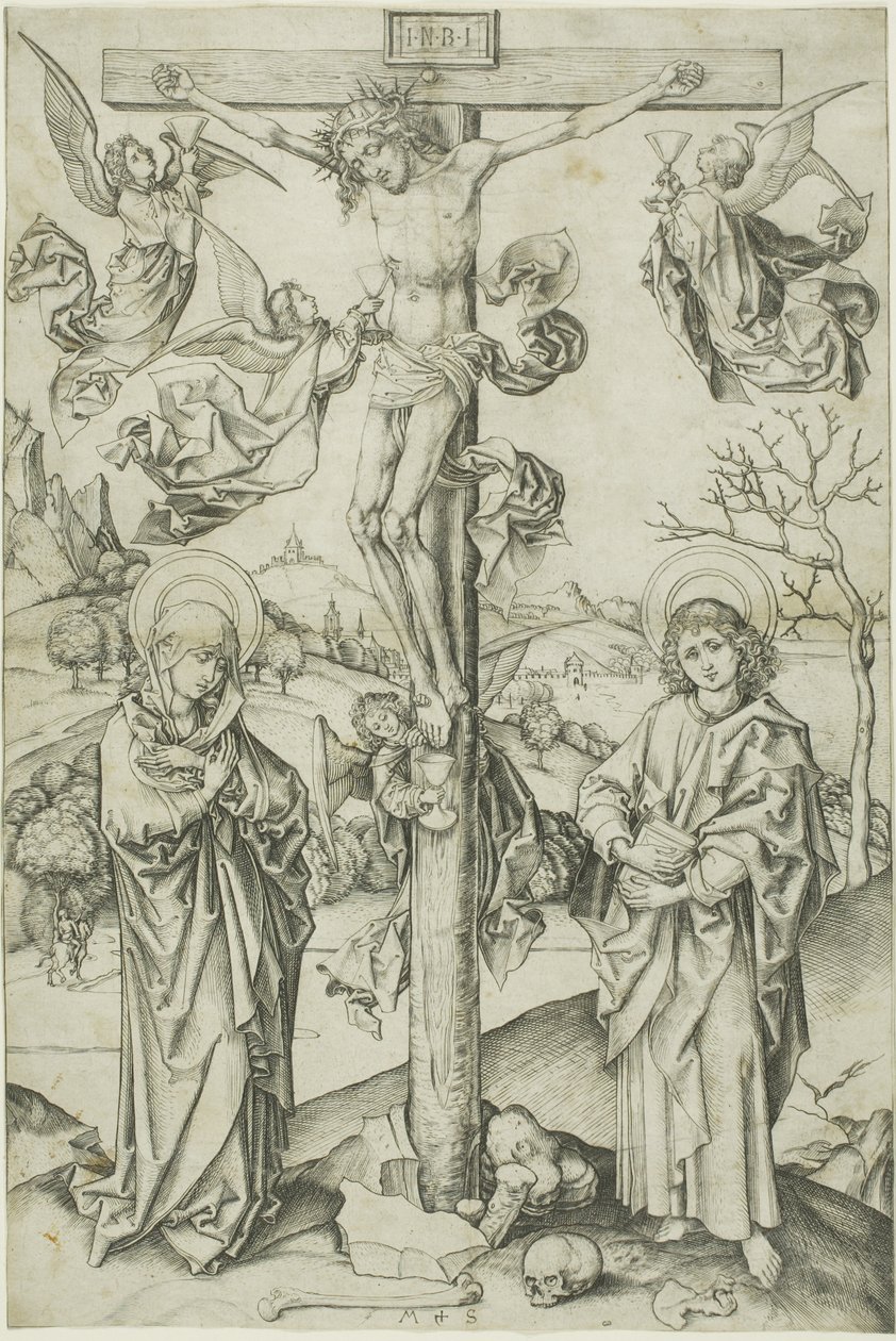 Die Kreuzigung mit vier Engeln von Martin Schongauer