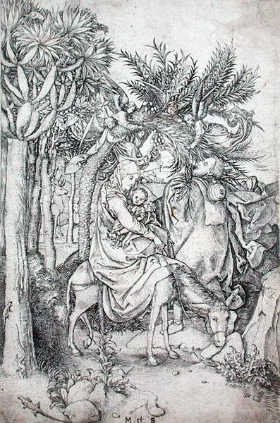 Die Flucht nach Ägypten, um 1470-80 von Martin Schongauer