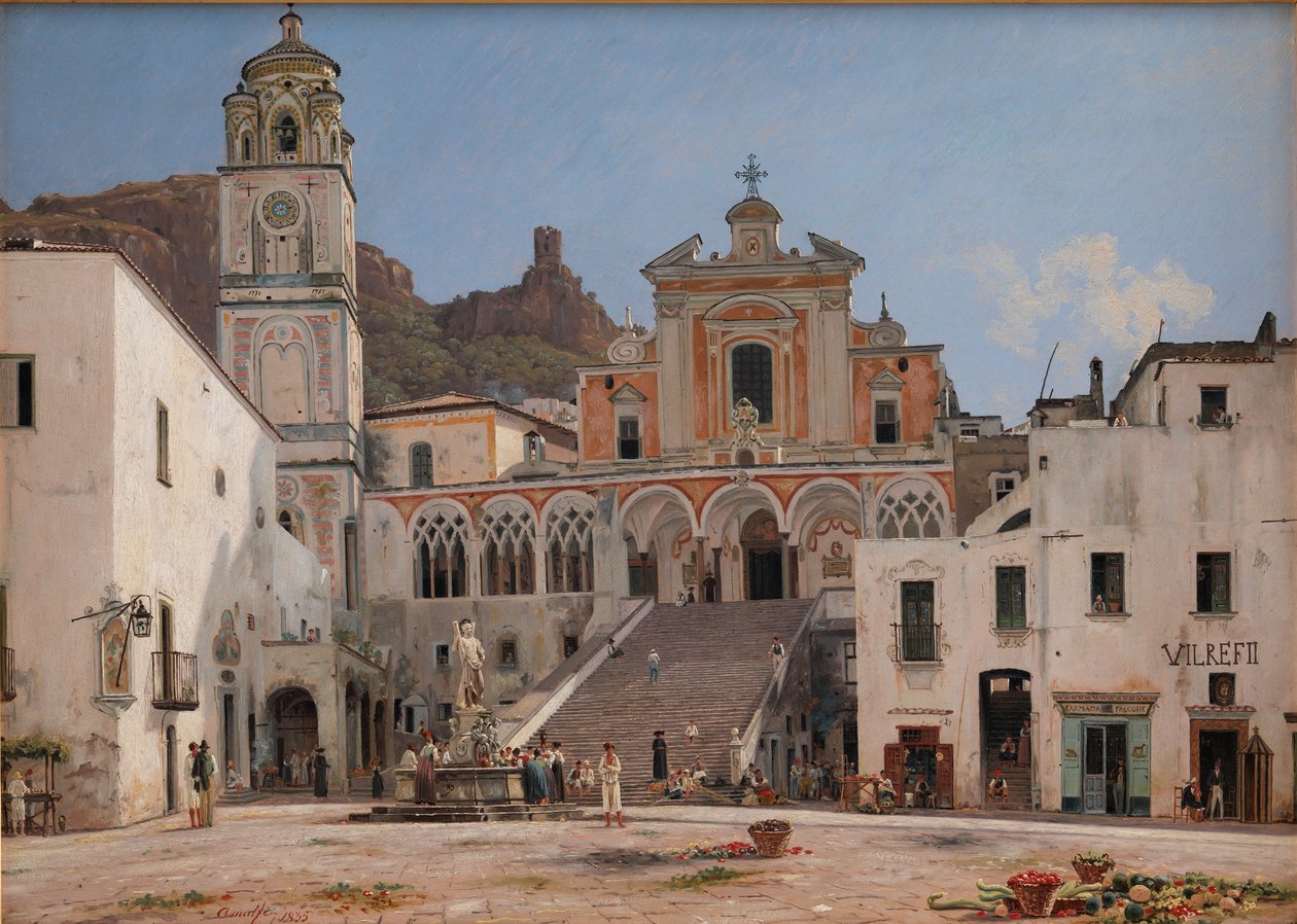 Blick auf den Platz in Amalfi von Martinus Rorbye