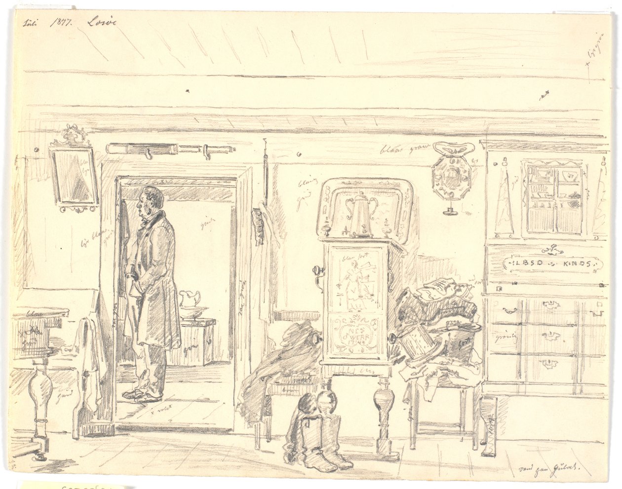 Bauernstube mit stehendem Mann, Læsø von Martinus Rørbye