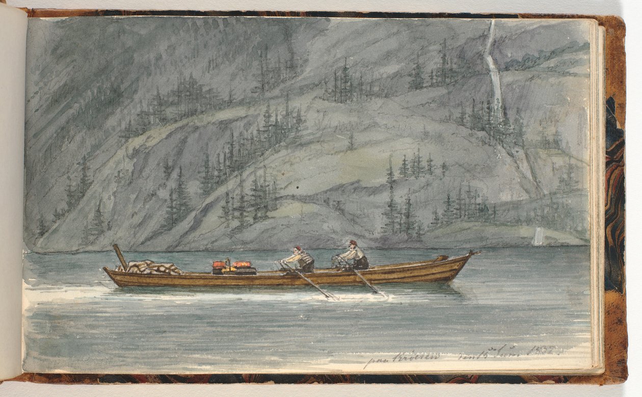Fjordlandschaft mit Ruderboot. Krøderen, Norwegen von Martinus Rørbye