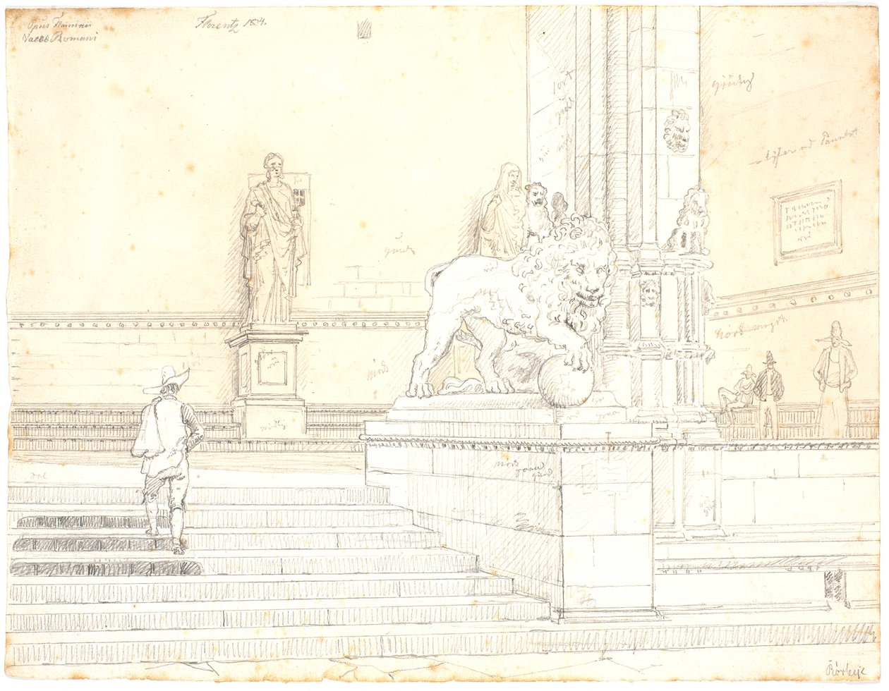 Die Treppe zur Loggia dei Lanzi, Florenz von Martinus Rørbye