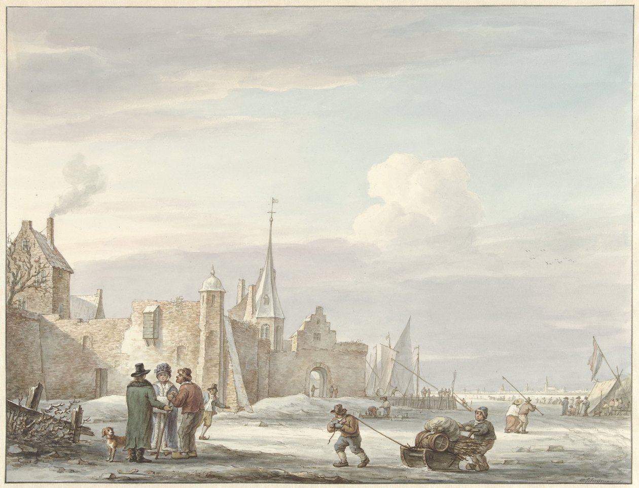 Stadtansicht im Winter von Martinus Schouman