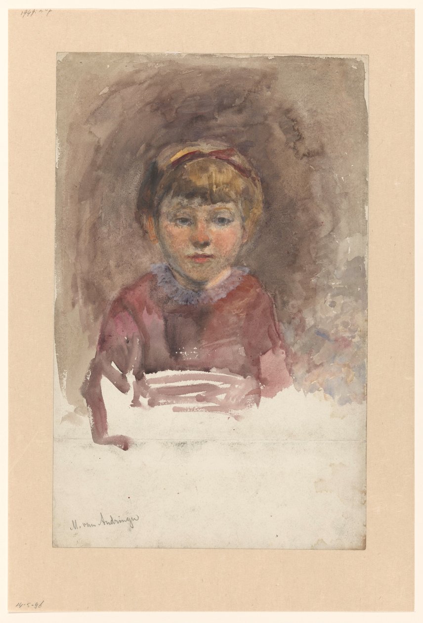 Kinderporträt, en face von Martinus van Andringa