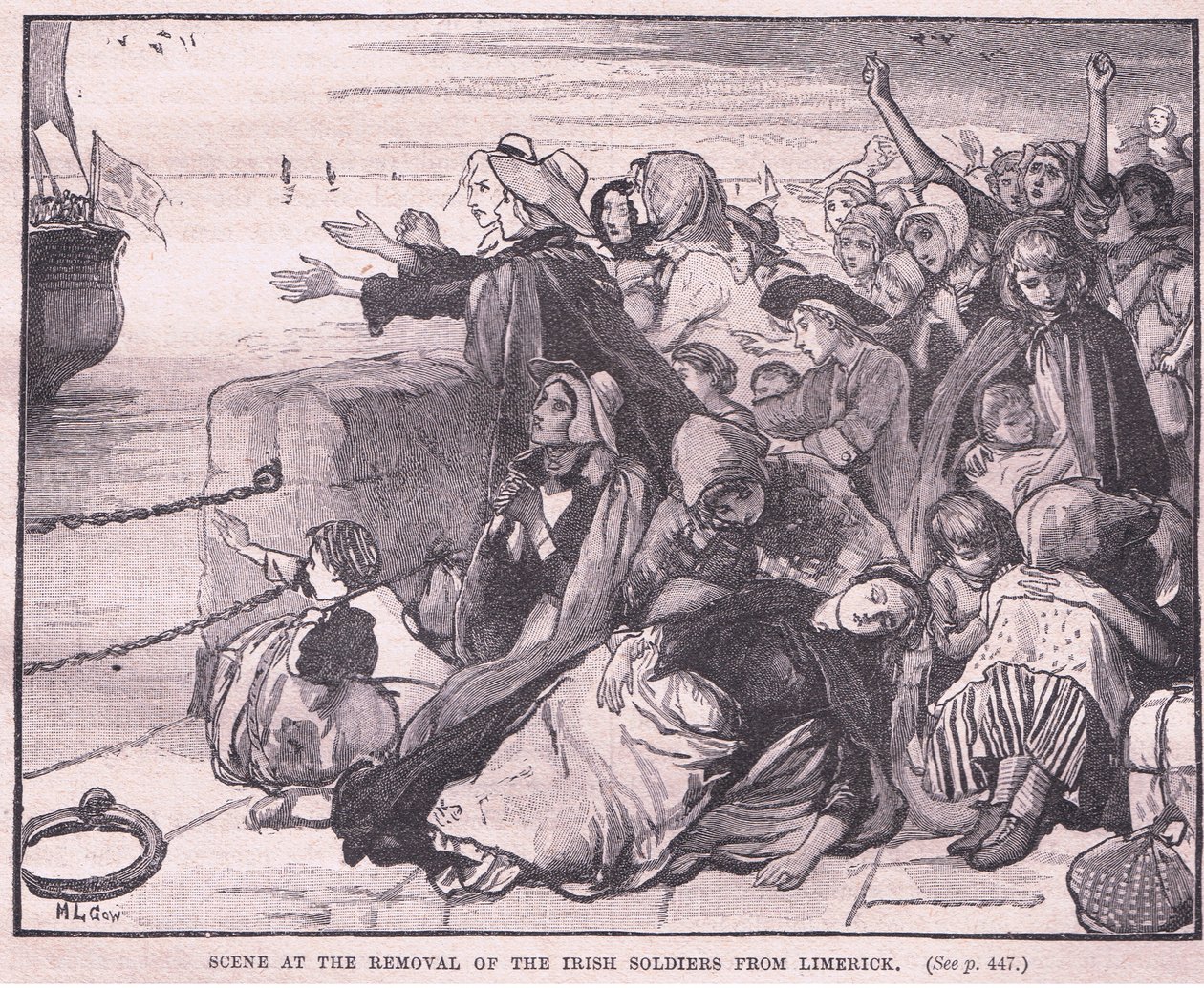 Szene der Entfernung der irischen Soldaten aus Limerick von Mary L. Gow