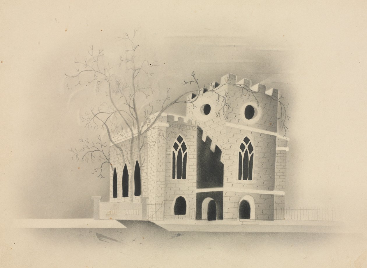 Eine gotische Kirche im Mondlicht, 1840 von Mary Altha Nims