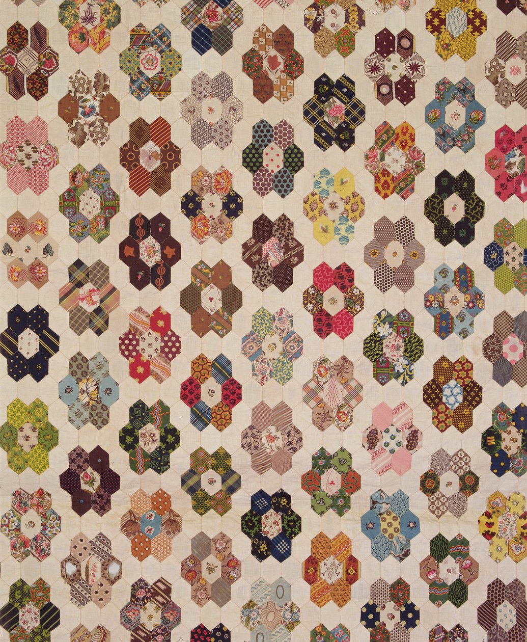 Detail einer Patchwork-Bettdecke von Mary Butler