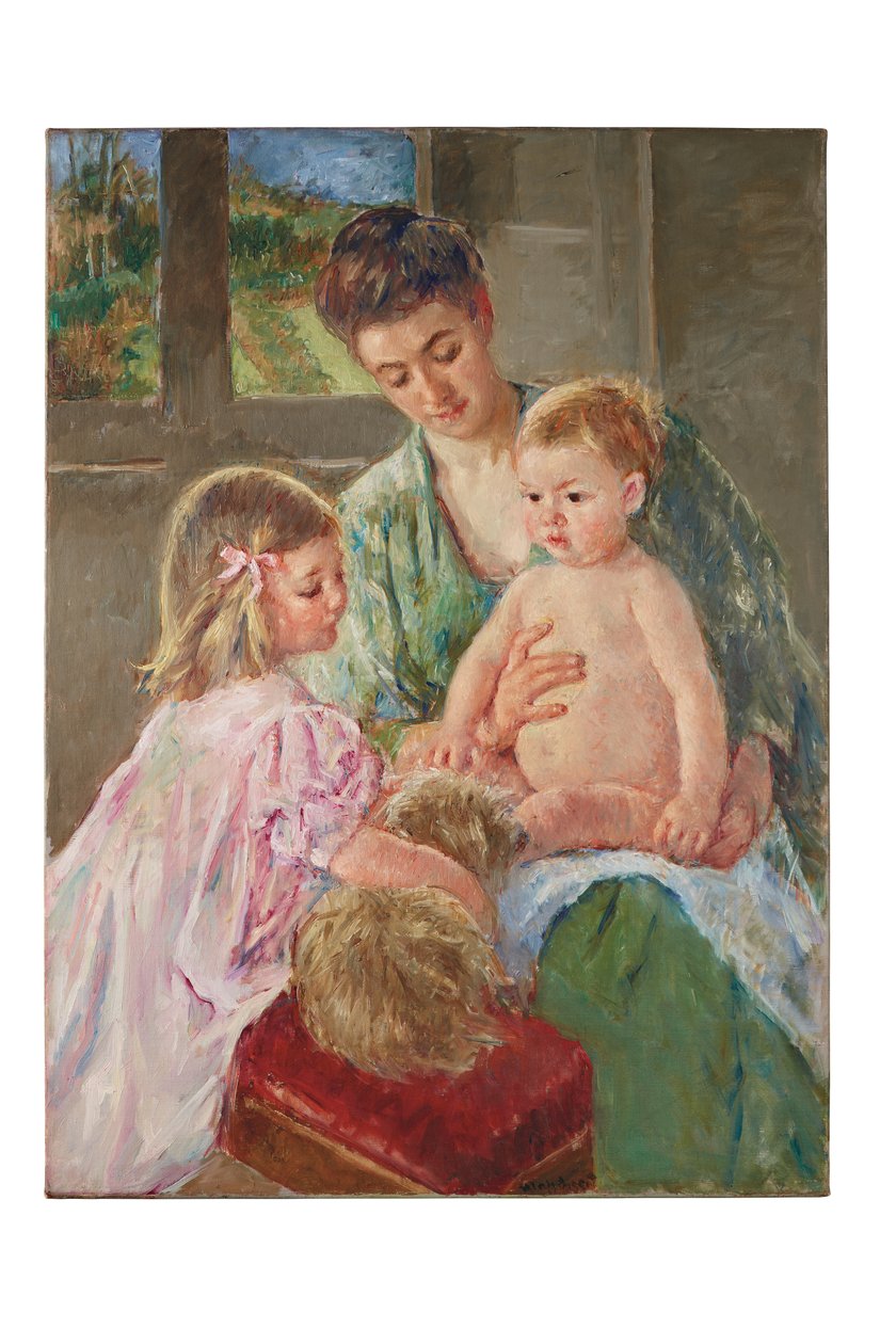 Kinder spielen mit einem Hund, 1907 von Mary Cassatt