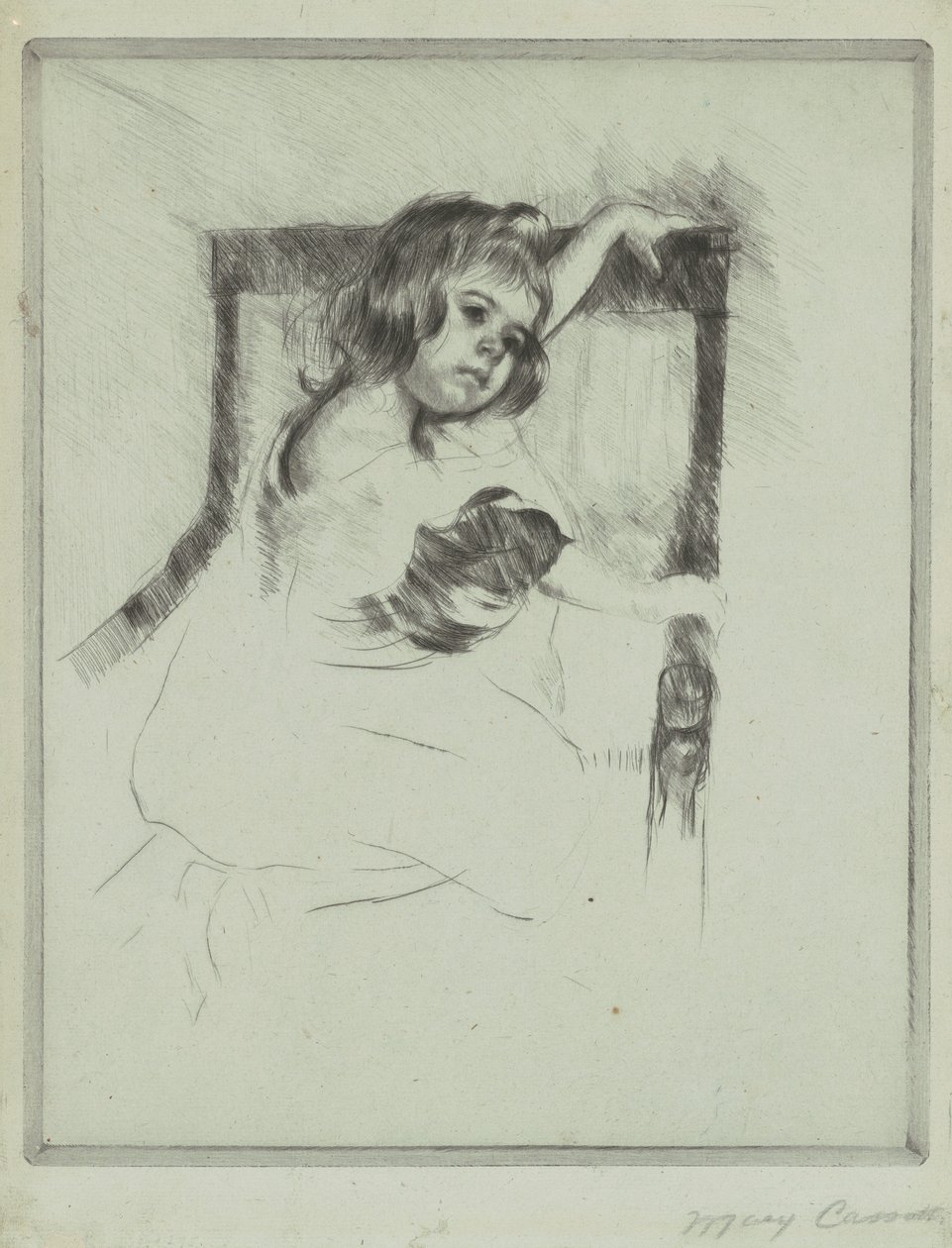 Kniend in einem Sessel von Mary Cassatt