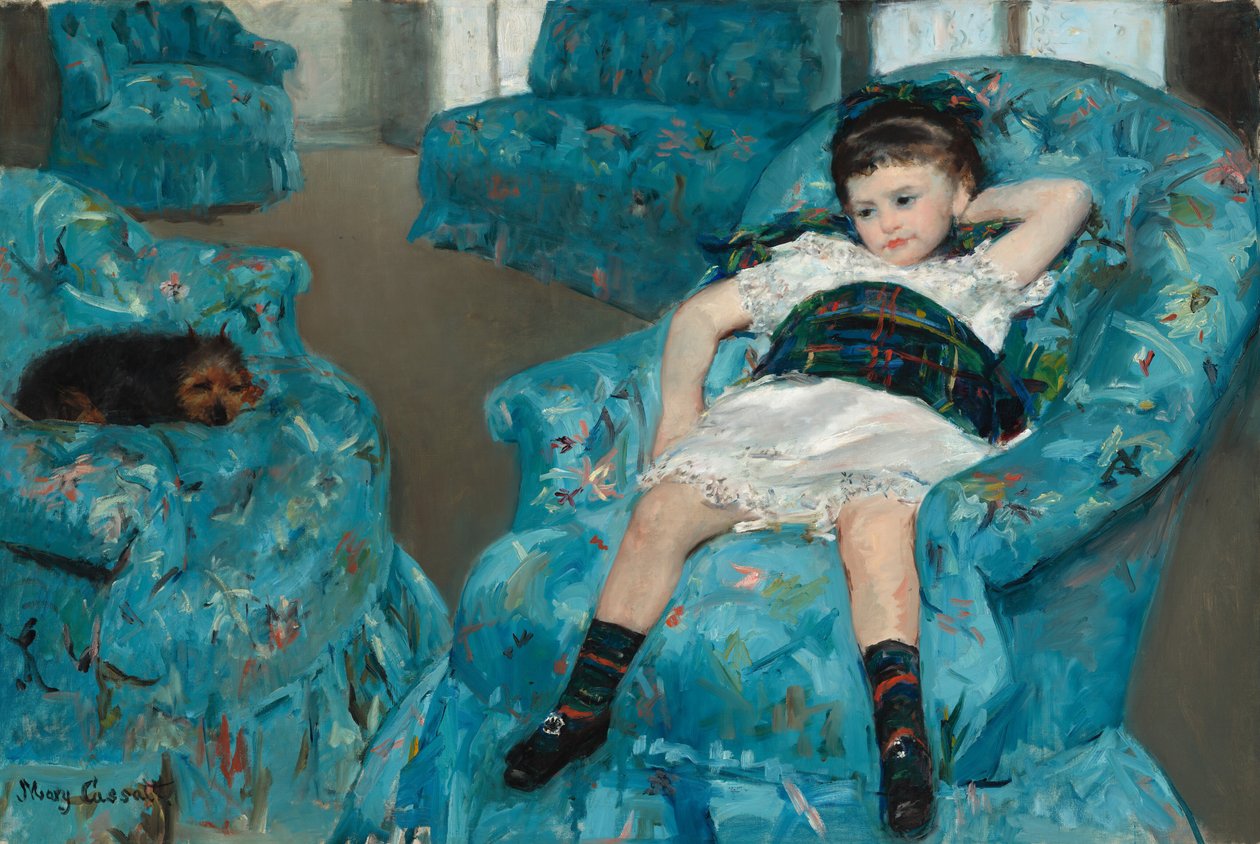 Kleines Mädchen in einem blauen Sessel, 1878 von Mary Cassatt