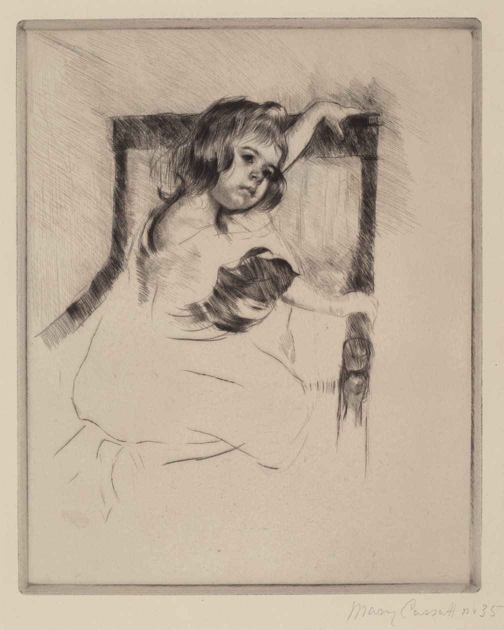 Kniend in einem Sessel (Margot), ca. 1903 von Mary Stevenson Cassatt