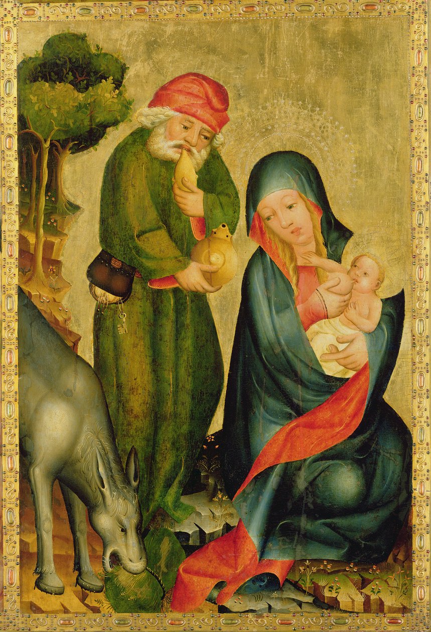 Ruhe auf der Flucht nach Ägypten, Detail vom Grabow-Altar, 1379-83 von Master Bertram of Minden