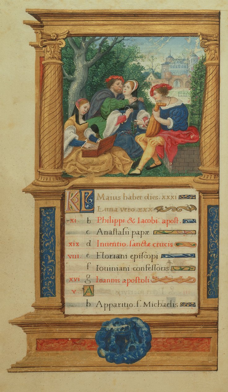 MS W.449 fol.6v Mai Musik machen, um 1525 von Master Jean de Mauleon