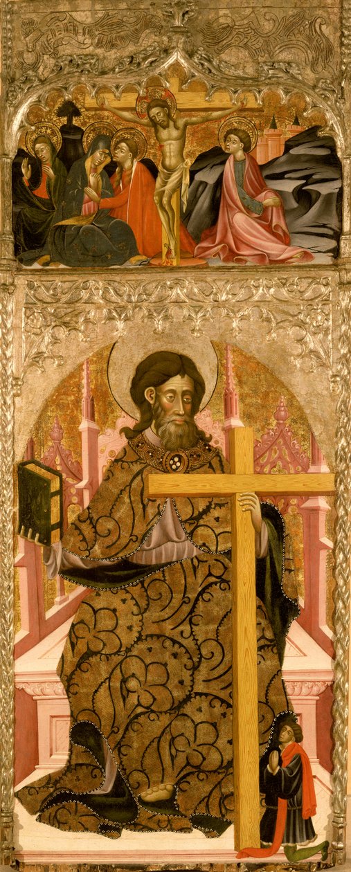 St. Philippus und ein Spender, überragt von der Kreuzigung von Master of Retascón