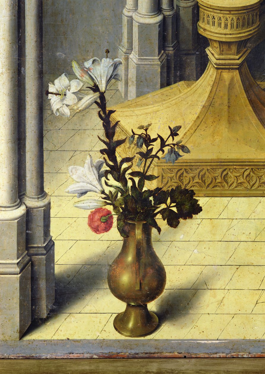 Vase mit Blumen, ca. 1445 (Detail) von Master of the Aix Annunciation