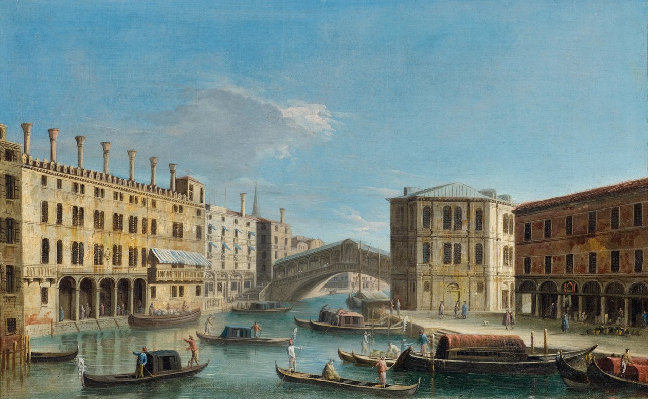 Canal Grande mit Blick auf die Rialto-Brücke von Master of the Langmatt Foundation Views