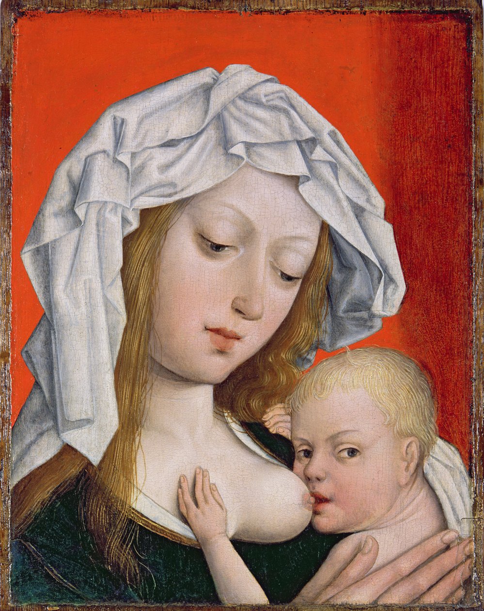 Madonna stillt das Christuskind von Master of the Legend of the Magdalen