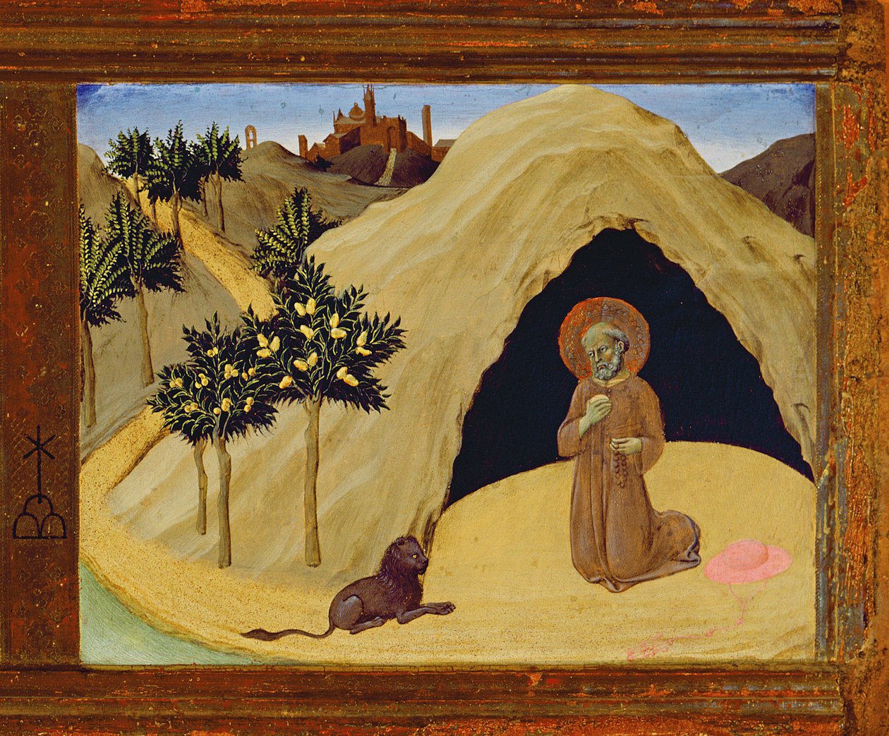 Der heilige Hieronymus mit dem Löwen (Detail) von Master of the Osservanza