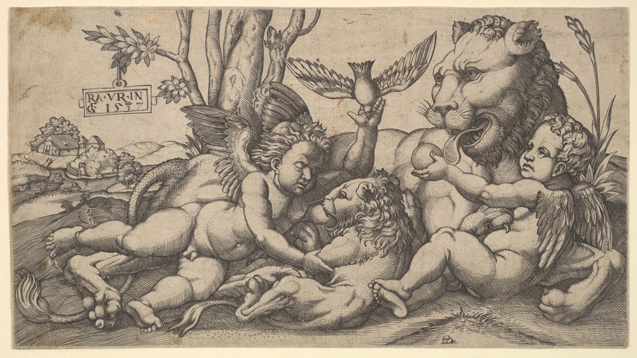 Putti und Löwen von Master FG