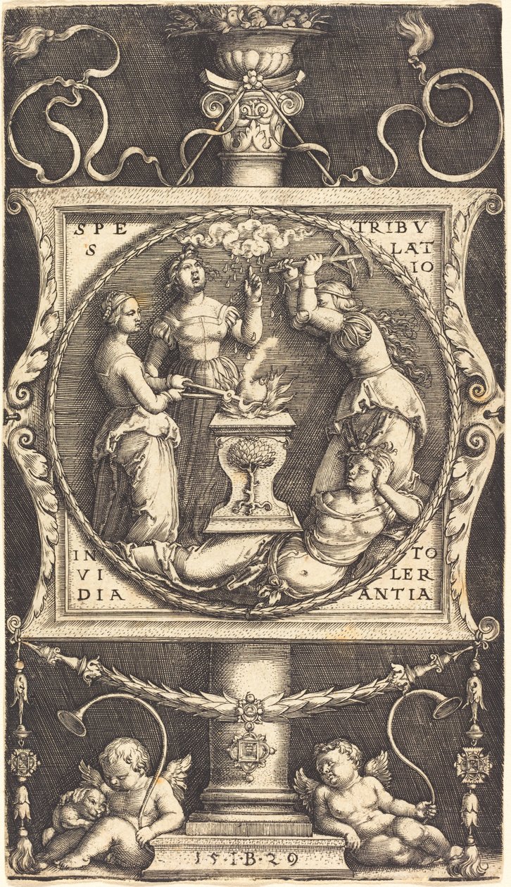 Emblem mit Hoffnung, Bedrängnis, Neid und Toleranz von Master IB