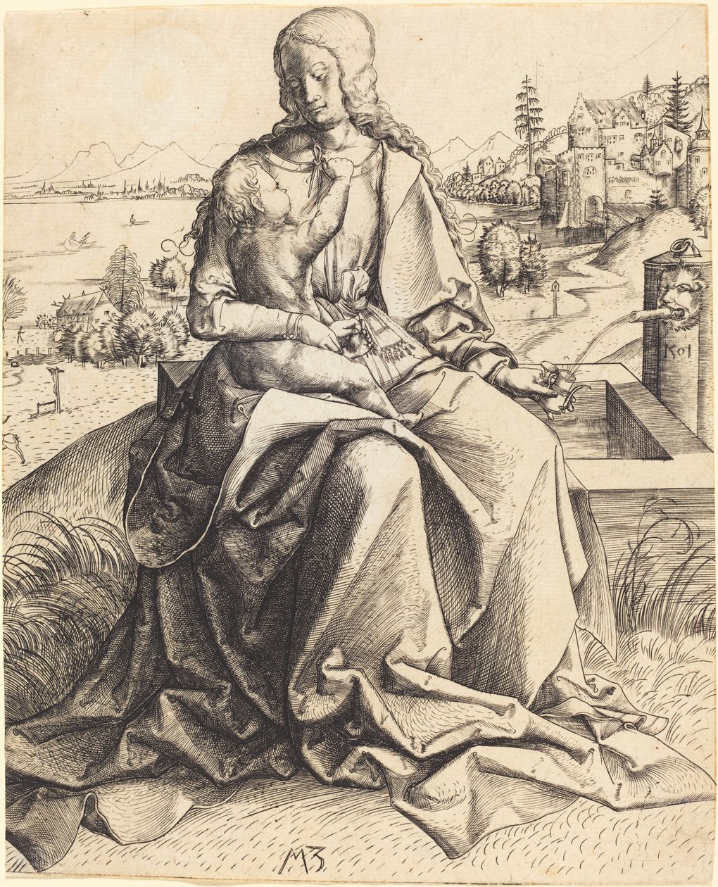 Madonna und Kind an einem Brunnen von Master MZ