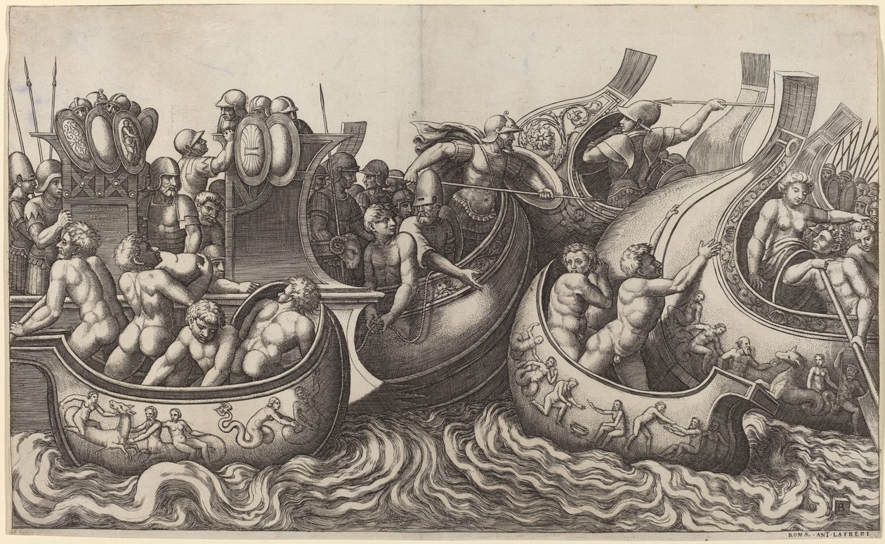 Seeschlacht von Master of the Die after Giulio Romano