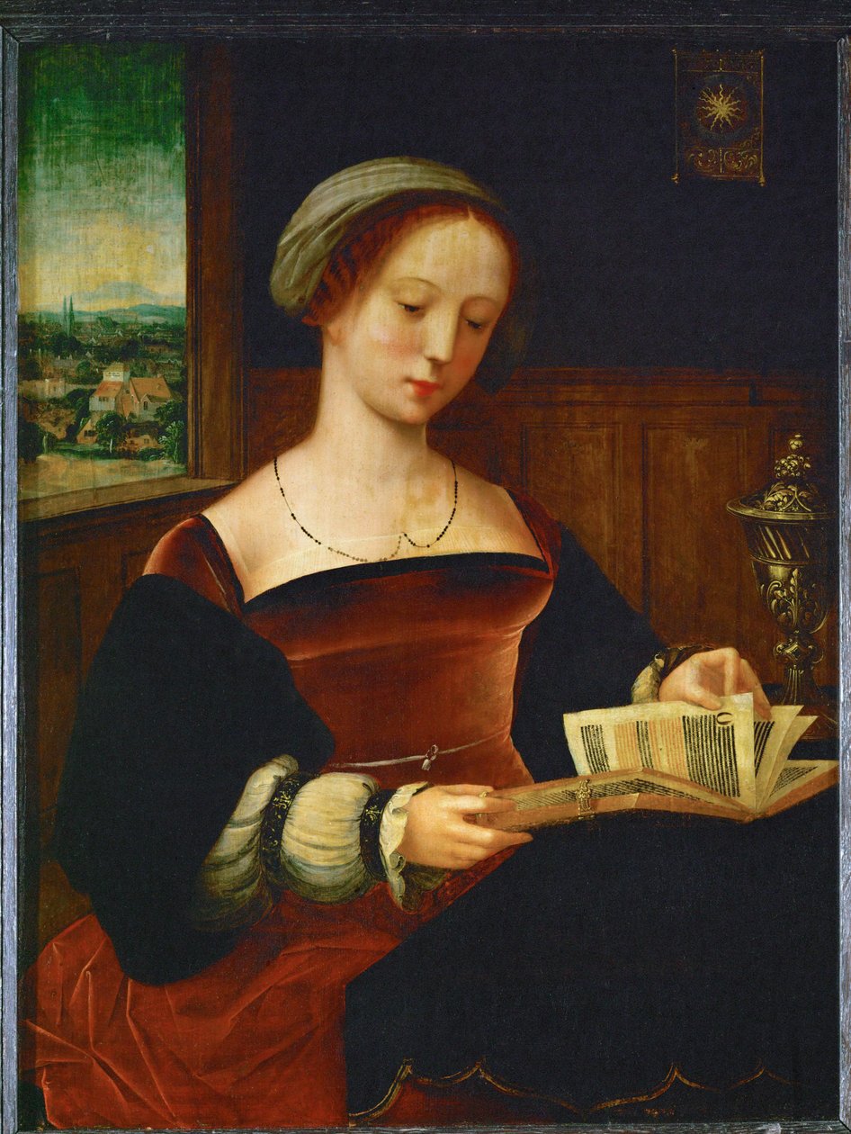 Die heilige Magdalena beim Lesen von Master of the Half Figures