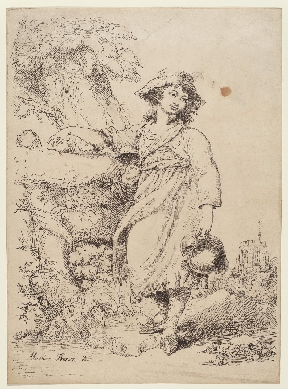 Mädchen mit einem Krug von Mather Brown