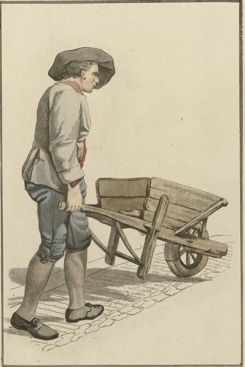 Mann mit Schubkarre von Mathias de Sallieth