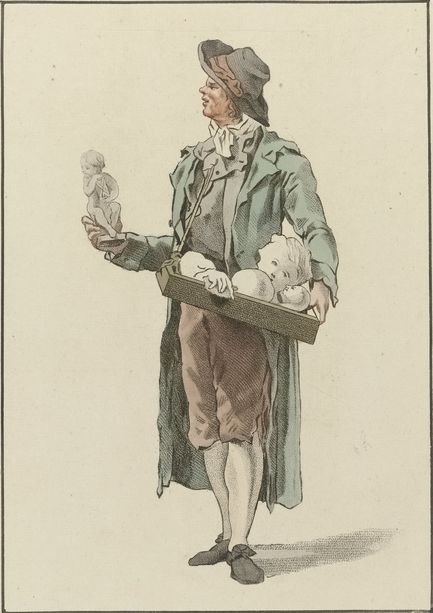 Straßenverkäufer mit Gipsfiguren von Mathias de Sallieth
