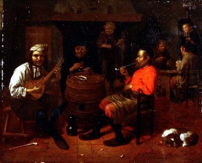 Eine Taverne mit Mandolinenspieler von Mathijs Wulfraet