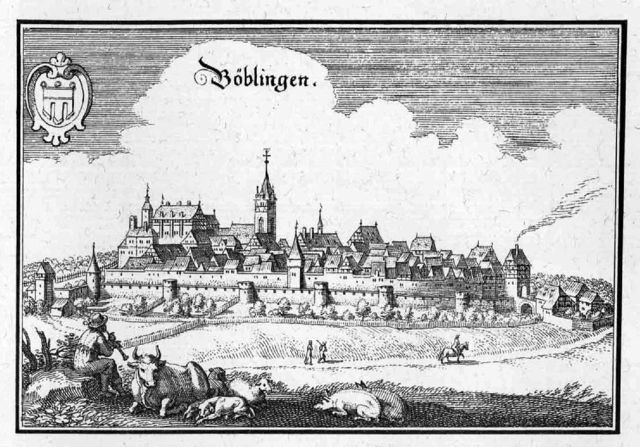 Böblingen - Auszug aus Topographia Sueviae (Schwaben) von Matthaus Merian