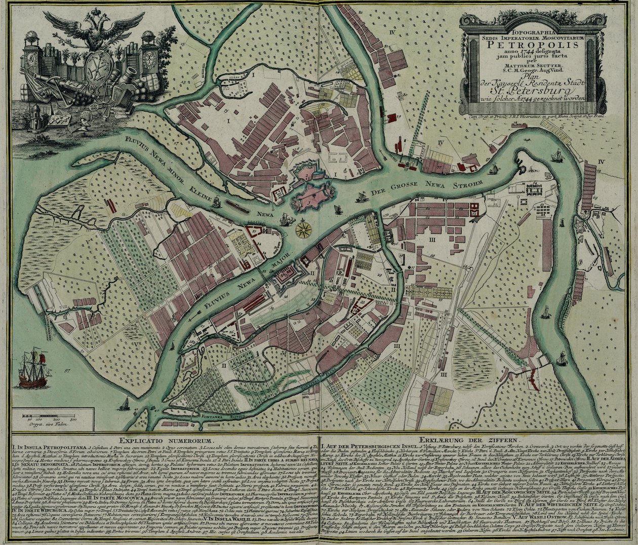 Karte von Petersburg, 1744 von Matthaeus Seutter