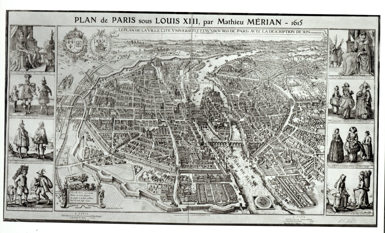 Vogelschauplan von Paris, 1615 von Matthaus the Elder Merian