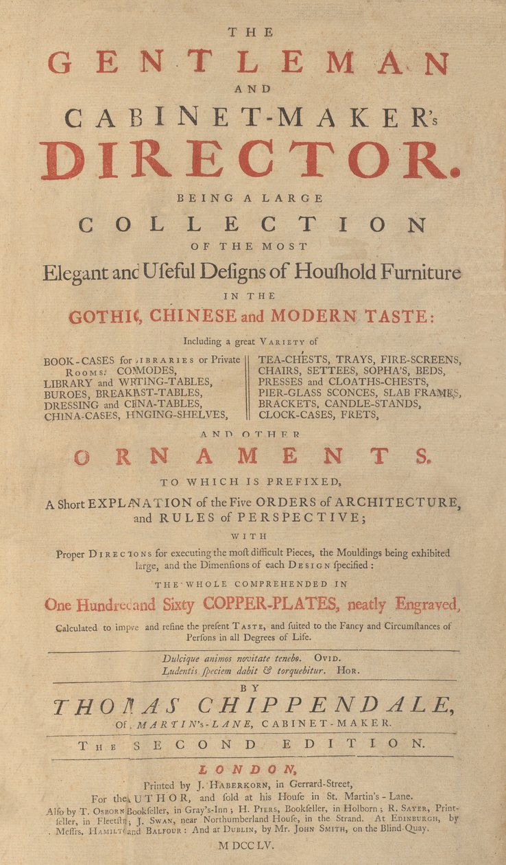 Gentleman und Möbeltischler Direktor, 1755 von Matthew Darly