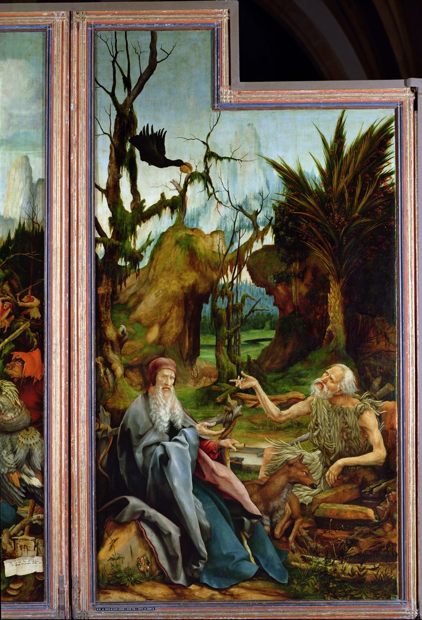 St. Antonius und St. Paulus (Detail), vom Isenheimer Altar von Matthias Grünewald