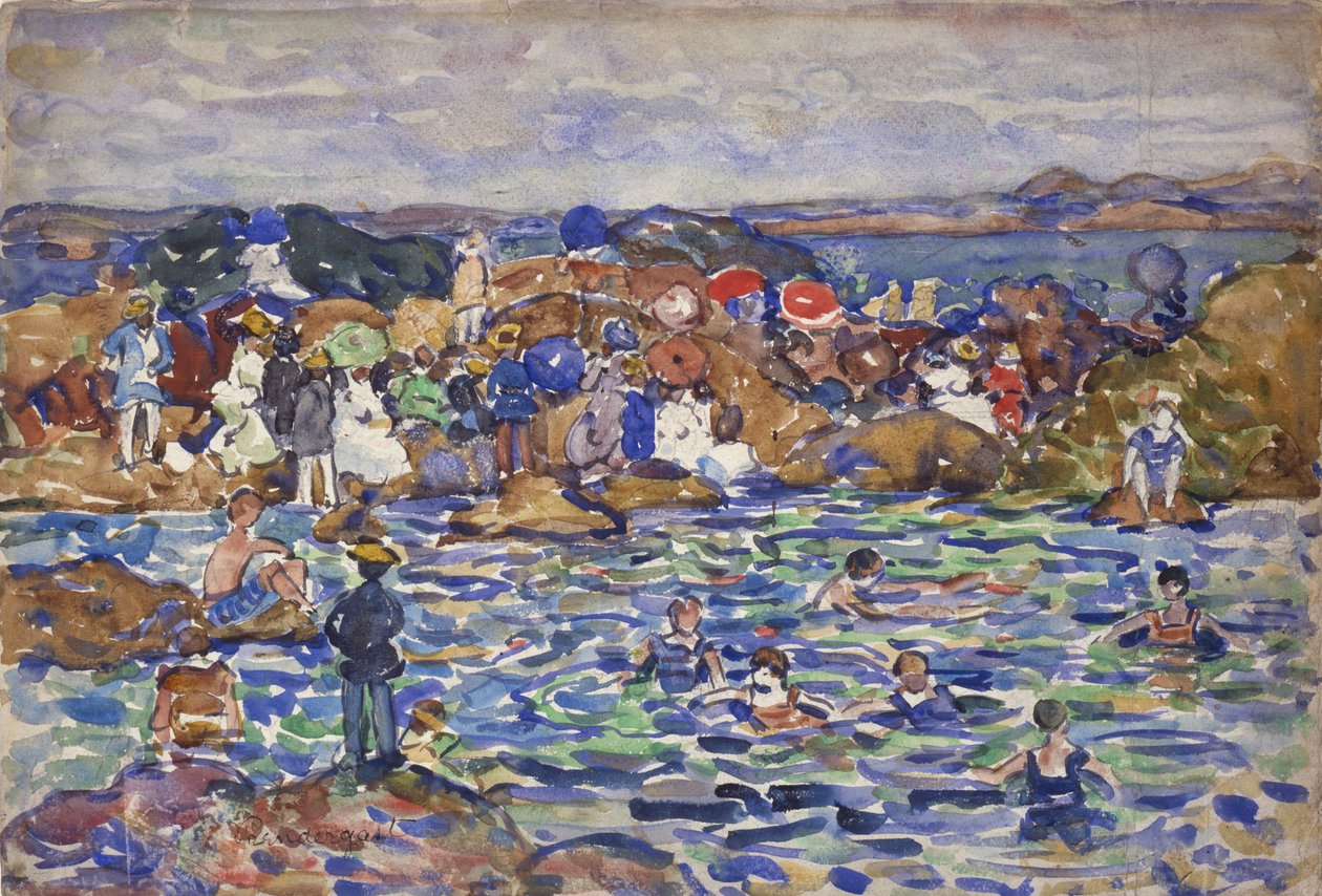 Am Ufer, St. Malo Nr. 1, ca. 1907 von Maurice Brazil Prendergast